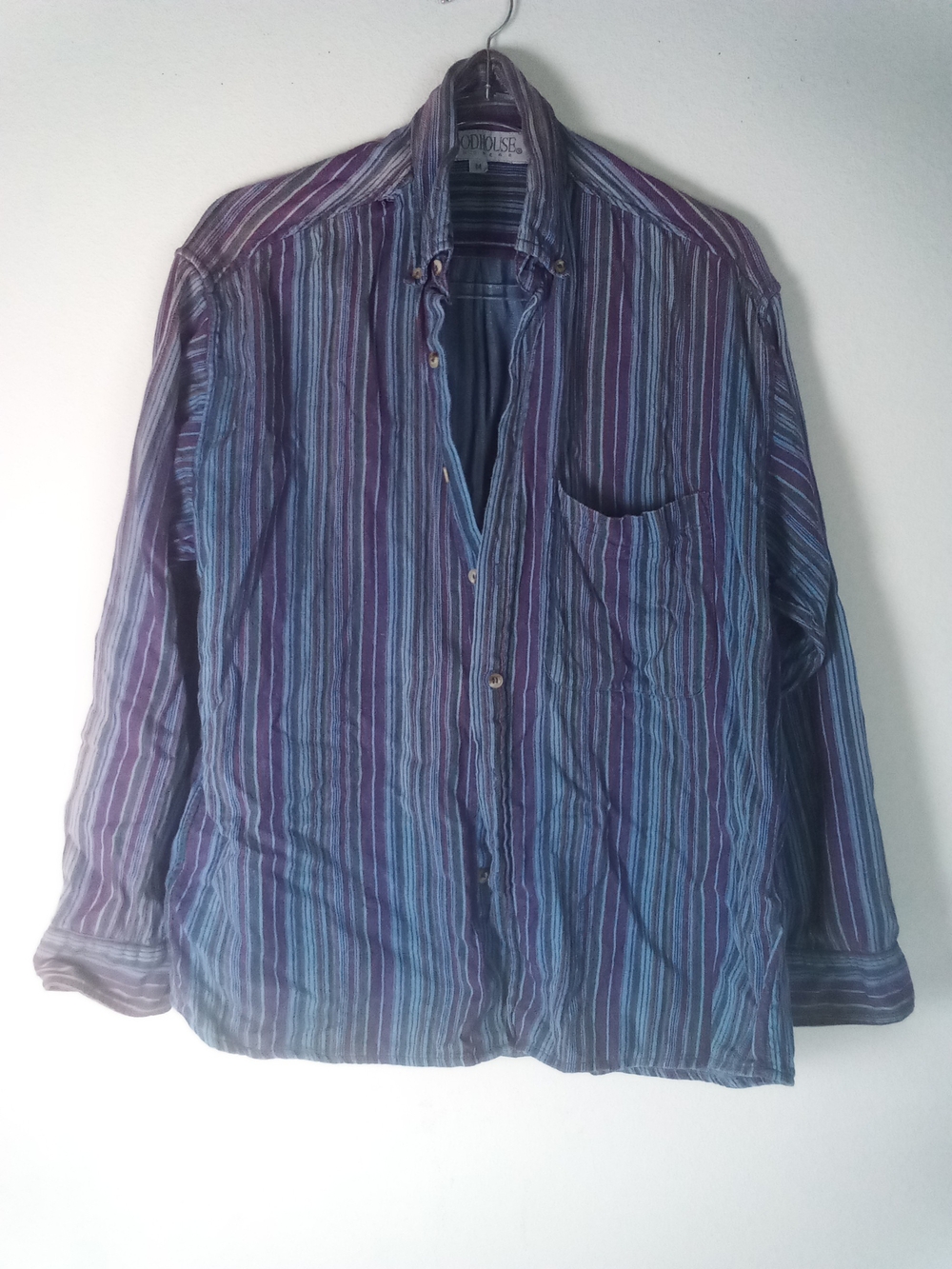 Woodhouse Menswear Vintage Barcode Striped Button-Up Shirt Jacket Size M